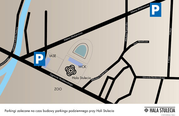 Mapka parking hala Stulecia